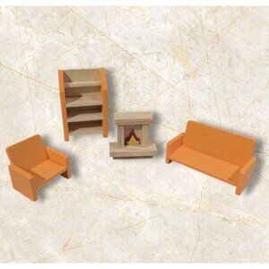 Le Toy Van Wooden Dollhouse Furniture Living Room Lounge Fireplace Mini Set Of 4